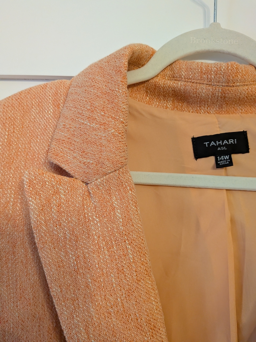 Tahari ASL Peach Textured Women's Blazer 14W